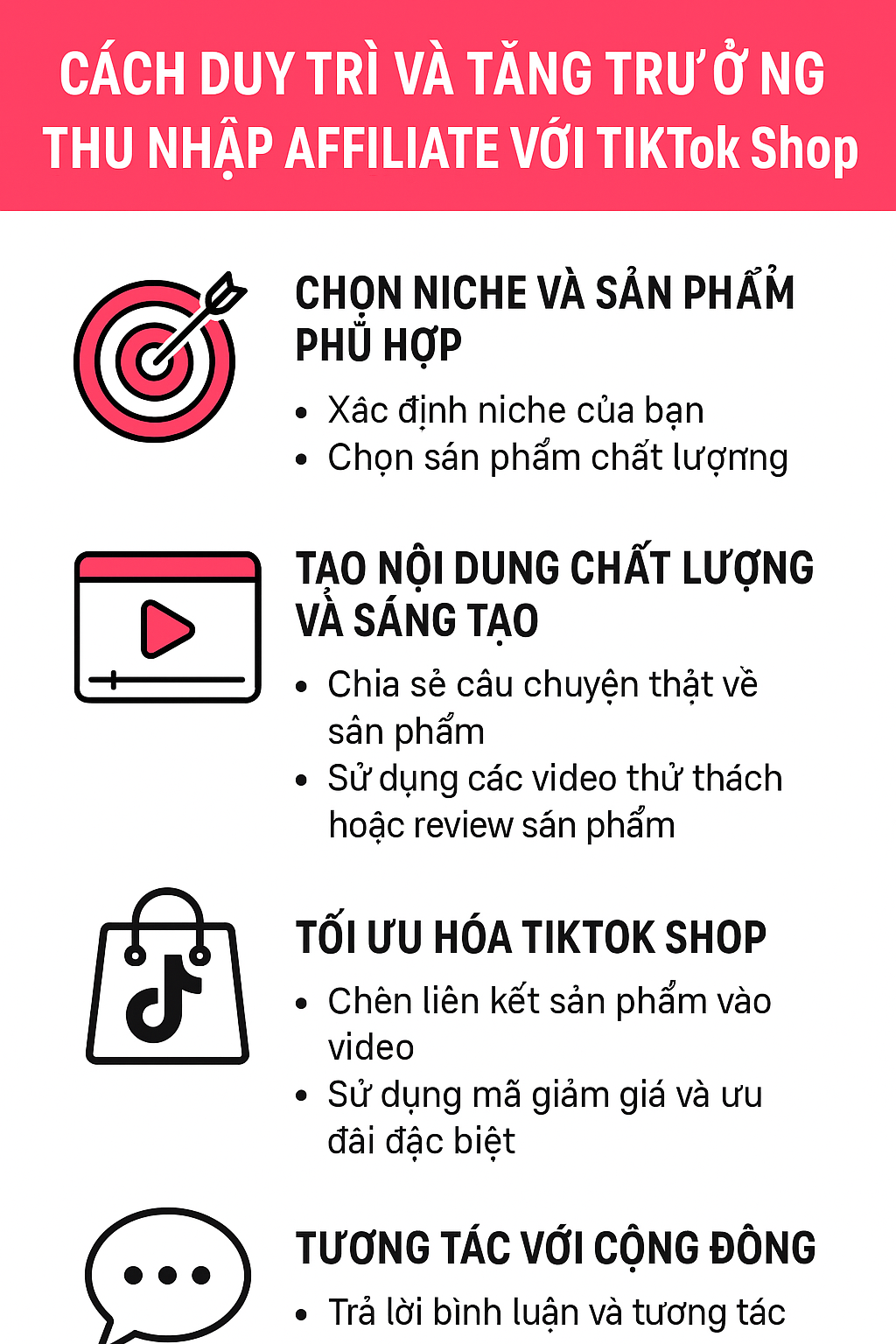 Cách Duy Trì và Tăng Trưởng Thu Nhập Affiliate Với TikTok Shop